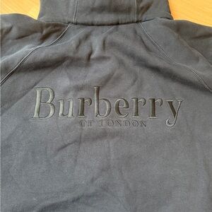 Burberry Dark Navy Zip-Up Hoodie with Labeled Neck Tag